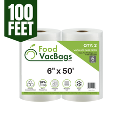 6"x50' FoodVacBags Vacuum Seal Rolls