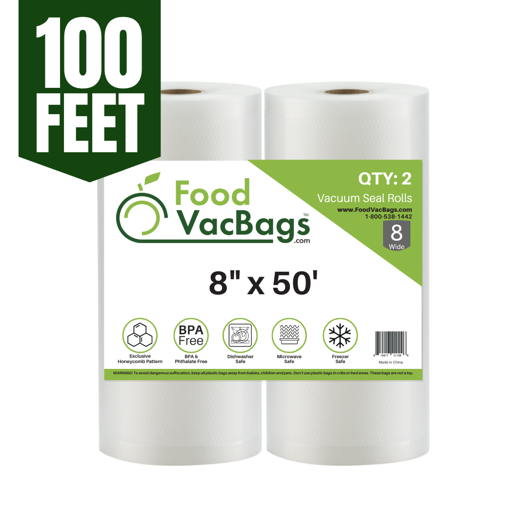 8"x50' FoodVacBags Vacuum Seal Rolls