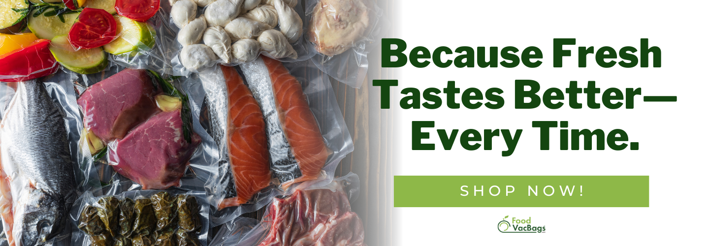 Logos of major vacuum seal food bags brands, including food saver bags