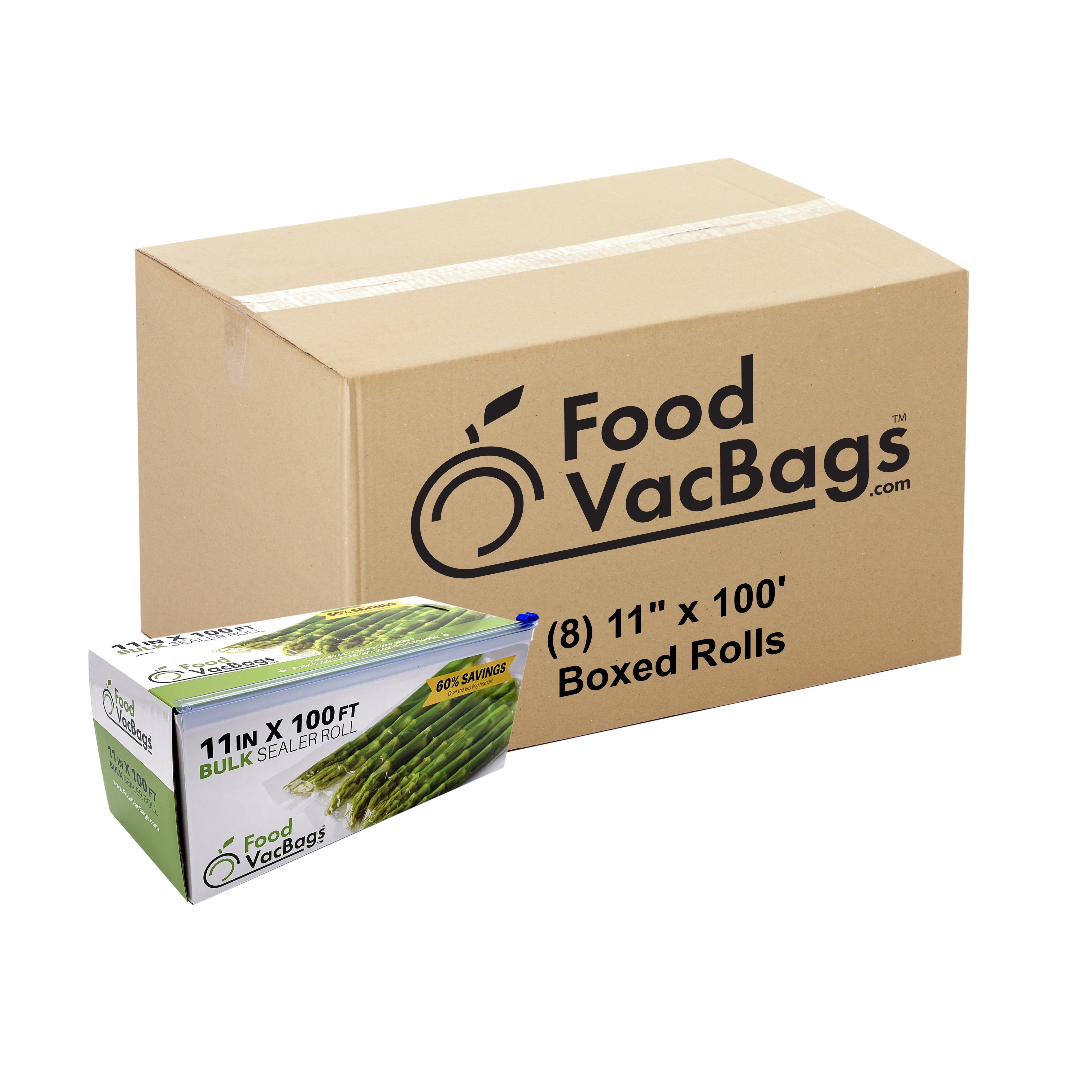 11" x 100' Boxed Vacuum Sealer Roll with Cutter, Bulk, Case, wholesale vacuum seal rolls
