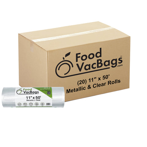 11x50 Metallic and Clear Vacuum Sealer Rolls, Bulk