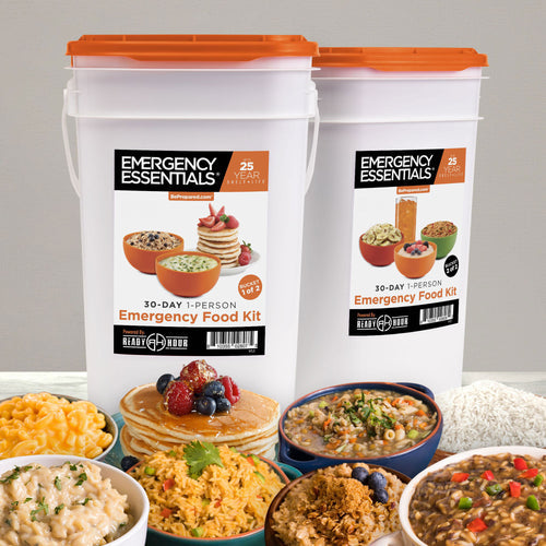 emergency essentials be prepared prepper one month food kit