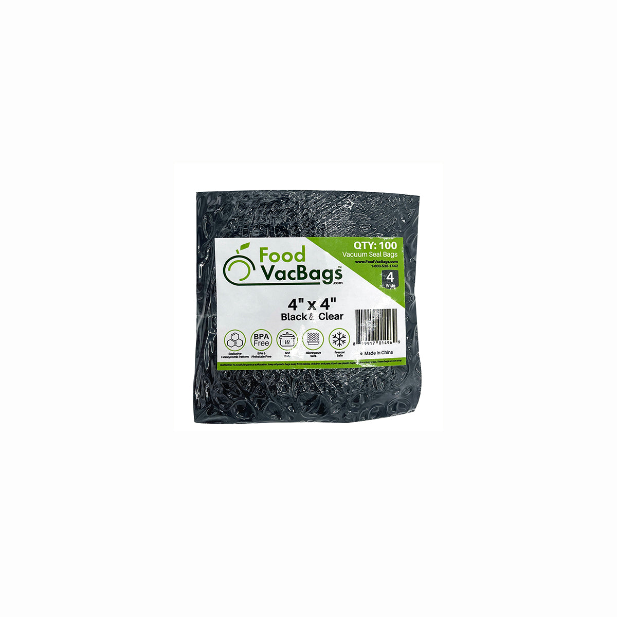 4" x 4" black back and clear front vacuum sealer bags, perfect for herbs