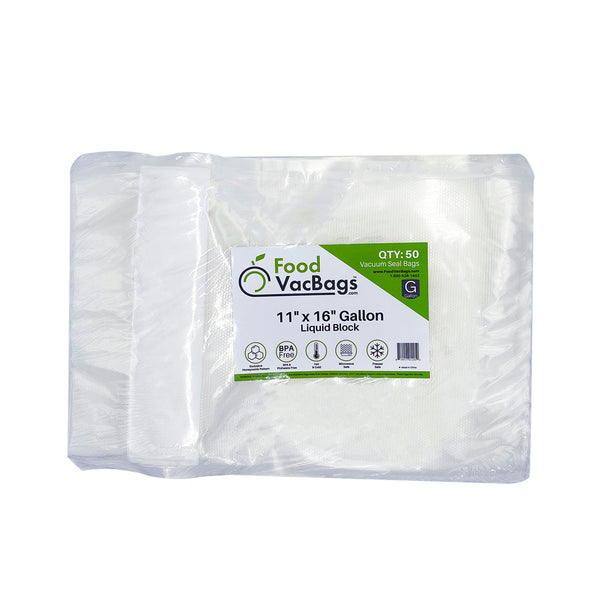 50 Pre-Cut Gallon Sized Vacuum Sealer Bags (11.0 x 15.75)