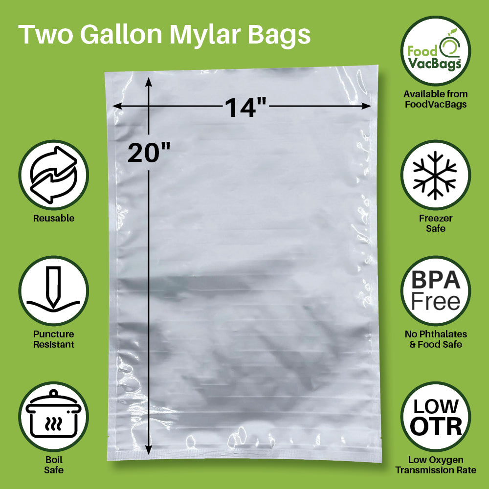 Two Gallon Mylar Bags 14" x 20" from FoodVacBags
