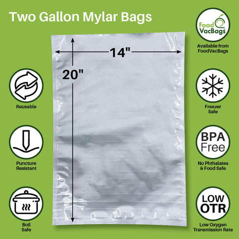 Two Gallon Mylar Bags 14" x 20" from FoodVacBags