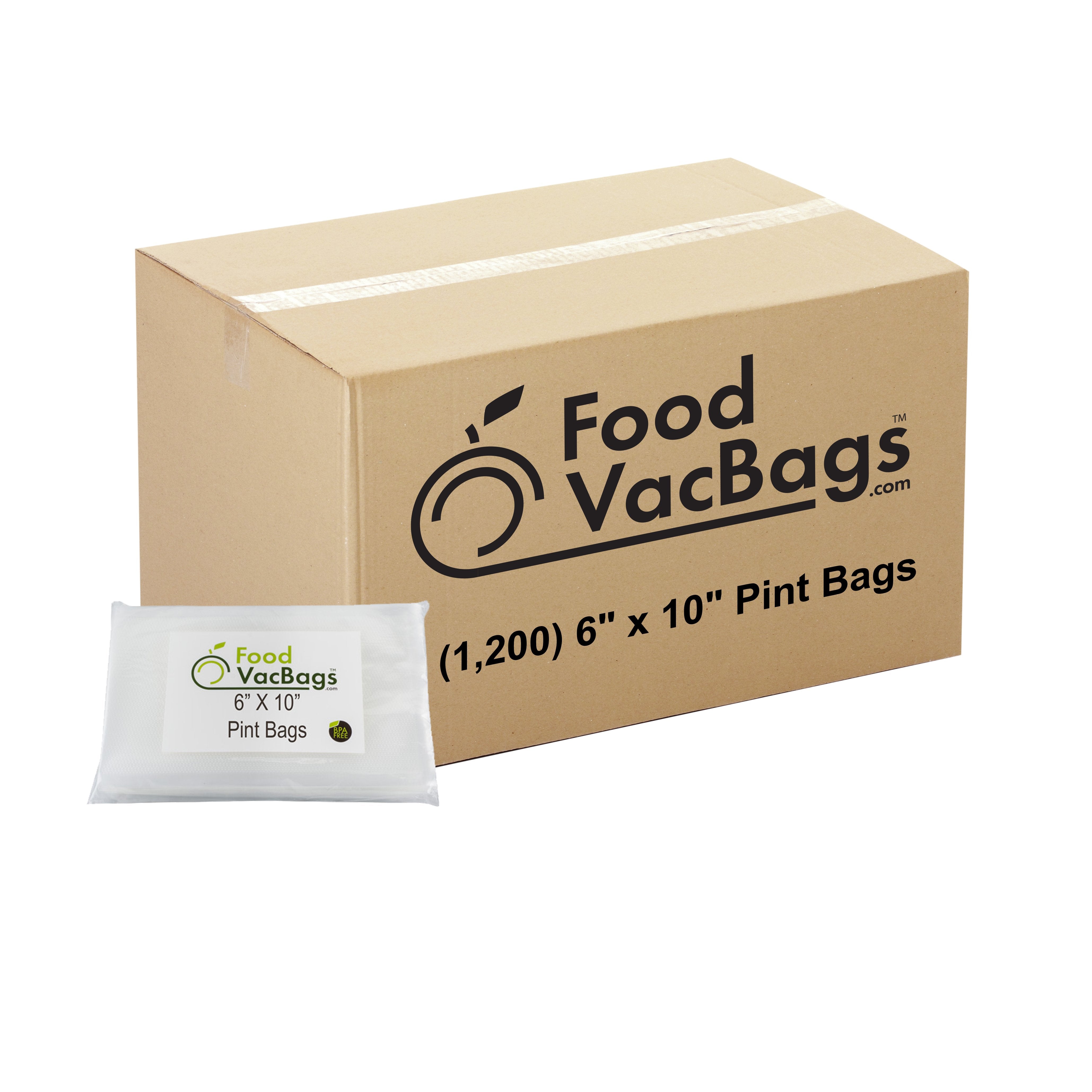 1200 FoodVacBags 6" X 10" Pint Bags - FoodSaver Compatible - Sous Vide, wholesale vacuum seal bags
