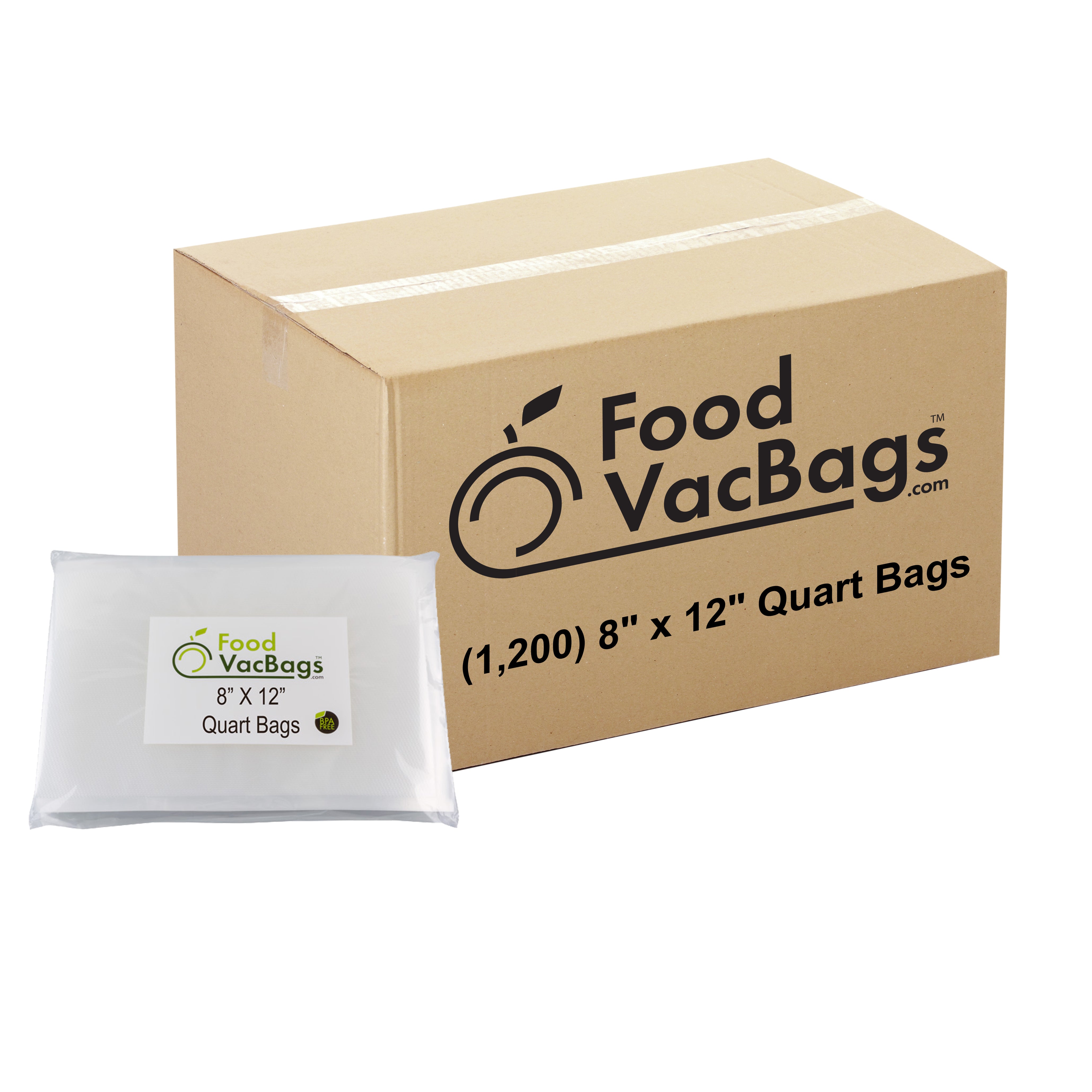 1200 FoodVacBags 8" X 12" Quart Bags - FoodSaver Compatible - Sous Vide, wholesale vacuum seal bags