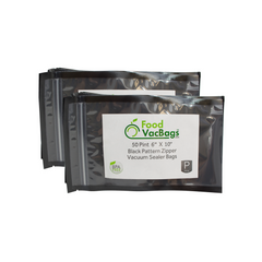 FoodVacBags Zipper Bags - 100 FoodVacBags 6" X 10" Zipper Pint Bags - Black Back Clear Front