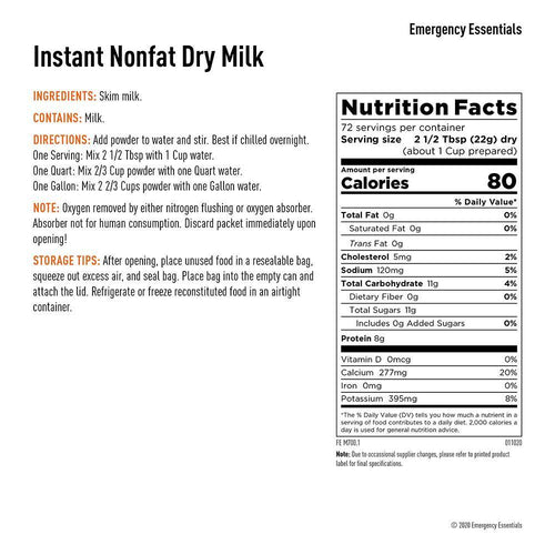 instant nonfat dry milk emergency essentials prepper food