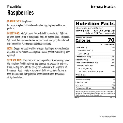 freeze dried raspberries emergency essentials prepper food