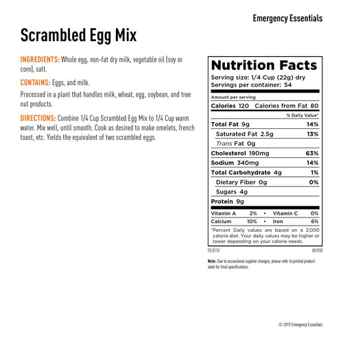 dried scrambled egg mix emergency essentials prepper food