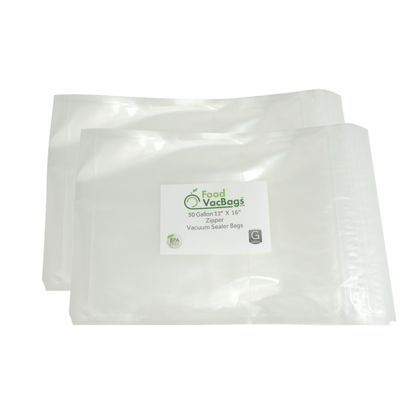 FoodVacBags Vacuum Seal Zipper Bags Gallon 11" X 16" Resealable
