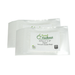 FoodVacBags Zipper Bags - 50 FoodVacBags 6" X 10" Zipper Pint Bags - airtight- foodsaver compatible
