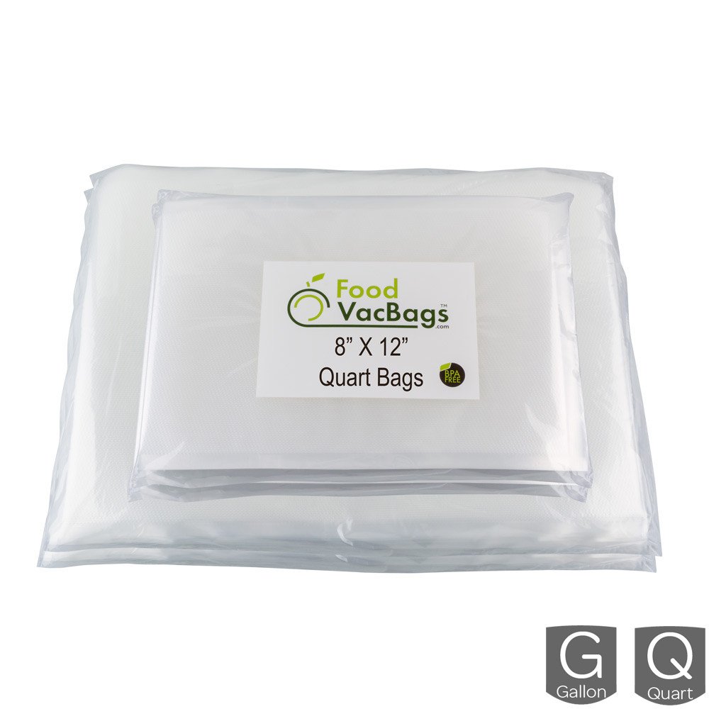 Bags - 200 FoodVacBags - 100 Quart & 100 Gallon Bags - FoodSaver Compatible - Sous Vide