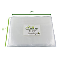 FoodVacBags Gallon Sized Bags are 11"x16"