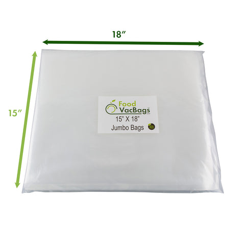 FoodVacBags JUMBO Sized Vacuum Seal Bags are 15"x18"