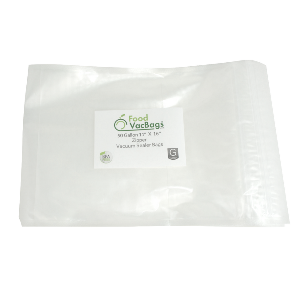 FoodVacBags Zipper Bags - 50 FoodVacBags 11" X 16" Zipper Gallon Bags - airtight- foodsaver compatible