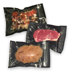 FoodVacBags Zipper Bags - 50 FoodVacBags 8" X 12" Zipper Quart Bags - Black Back Clear Front