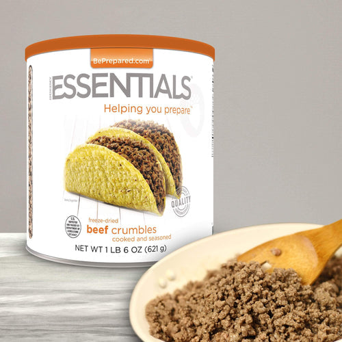 freeze dried beef crumbles cooked meat emergency essentials prepper food