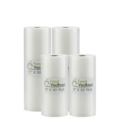Rolls - FoodVacBags™ Roll Combo Two 8" X 50' & Two 11" X 50' - compatible with foodsaver - sous vide