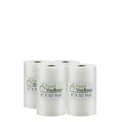 Rolls - Four FoodVacBags™ 6" X 50' Vacuum Seal Rolls - compatible with foodsaver - sous vide