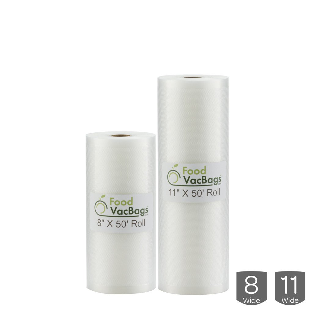 Rolls - One 8" X 50' & One 11" X 50' Combo - FoodSaver Compatible - Sous Vide
