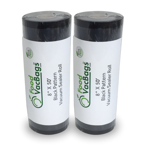 Rolls - TWO 8" X 50' Black Back Clear Front Vacuum Seal Roll - airtight - foodsaver compatible