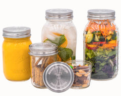 Stainless Steel Storage Lids with Leak-Proof Silicone Liners for Mason Jars 5 Pack