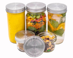 Stainless Steel Storage Lids with Leak-Proof Silicone Liners for Mason Jars 5 Pack