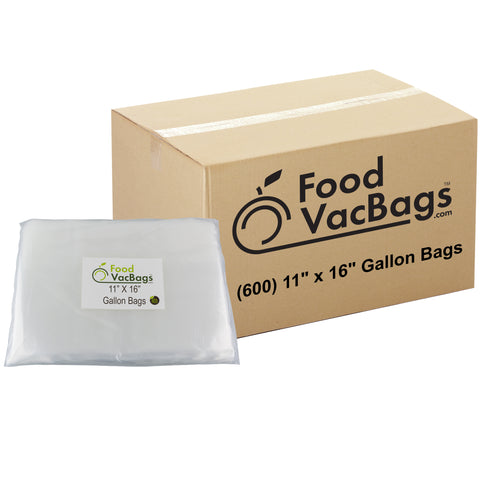 600 FoodVacBags 11" X 16" Gallon Bags - FoodSaver Compatible - Sous Vide