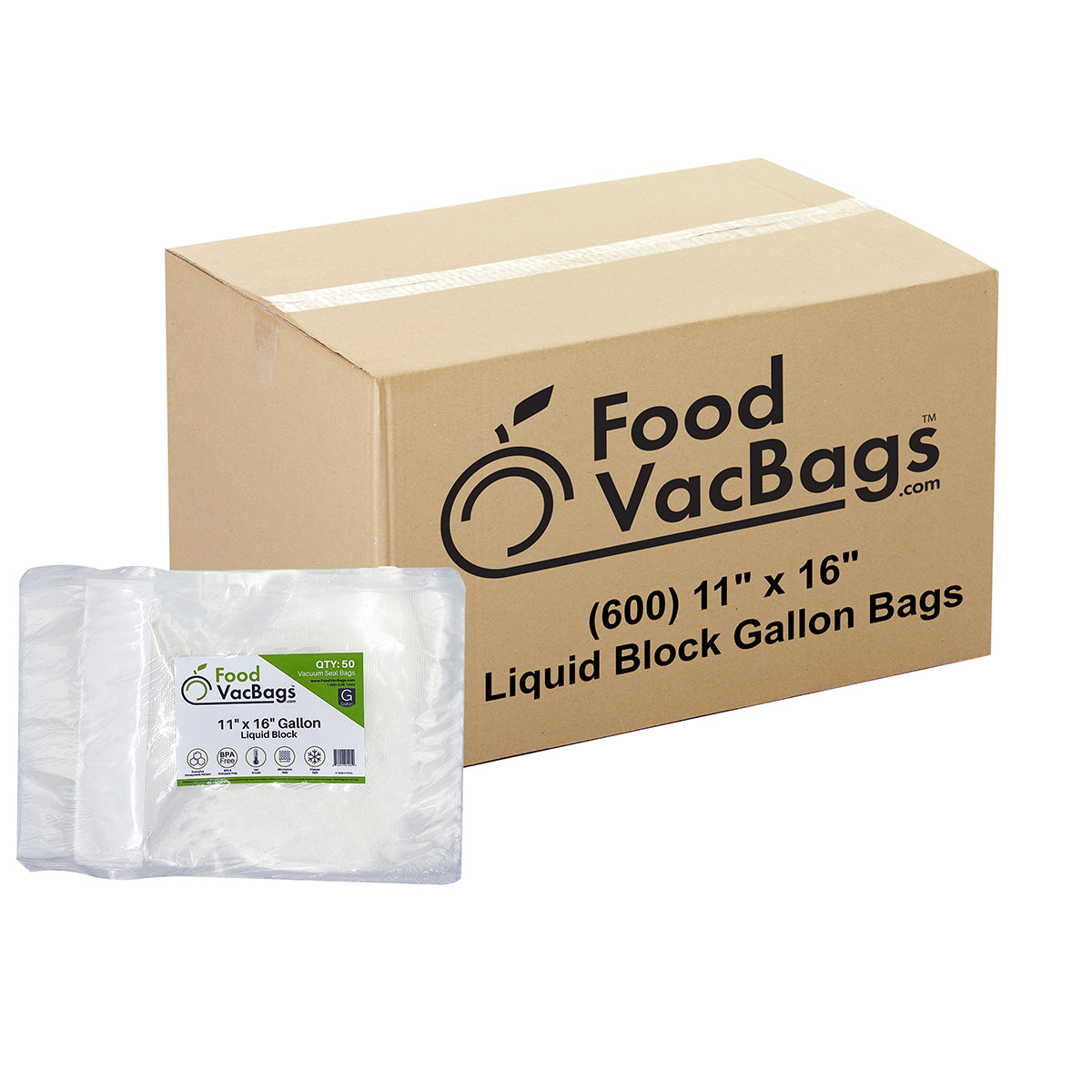 FoodVacBags - 11 x 16 Liquid Block Gallon Vacuum Seal Bags - 50 Count