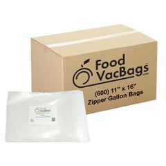 Case Of 600 FoodVacBags 11" X 16" Zipper Gallon Vacuum Seal Bags - Bulk - FoodSaver Compatible