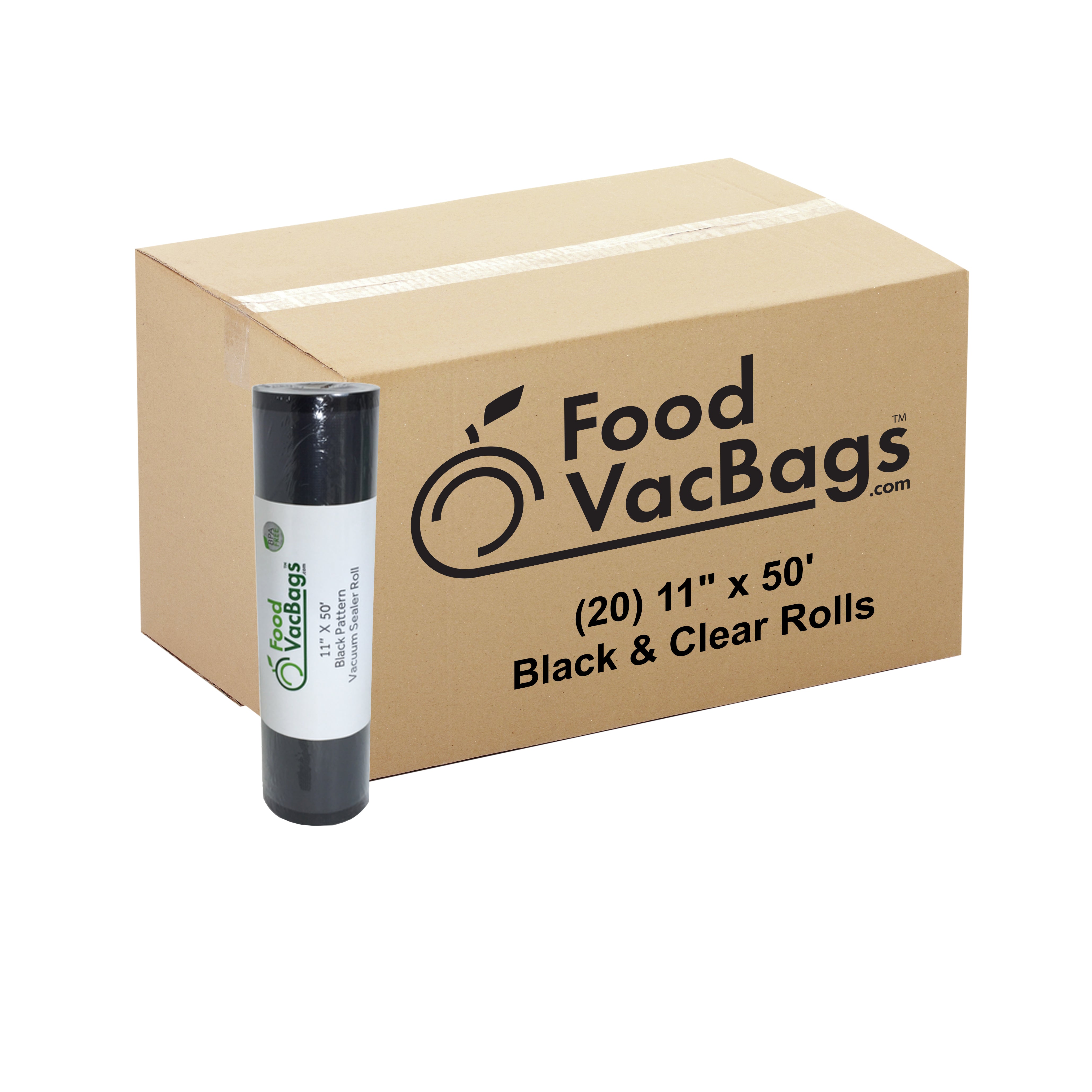 20 - 11 X 50' Black & Clear Rolls – FoodVacBags