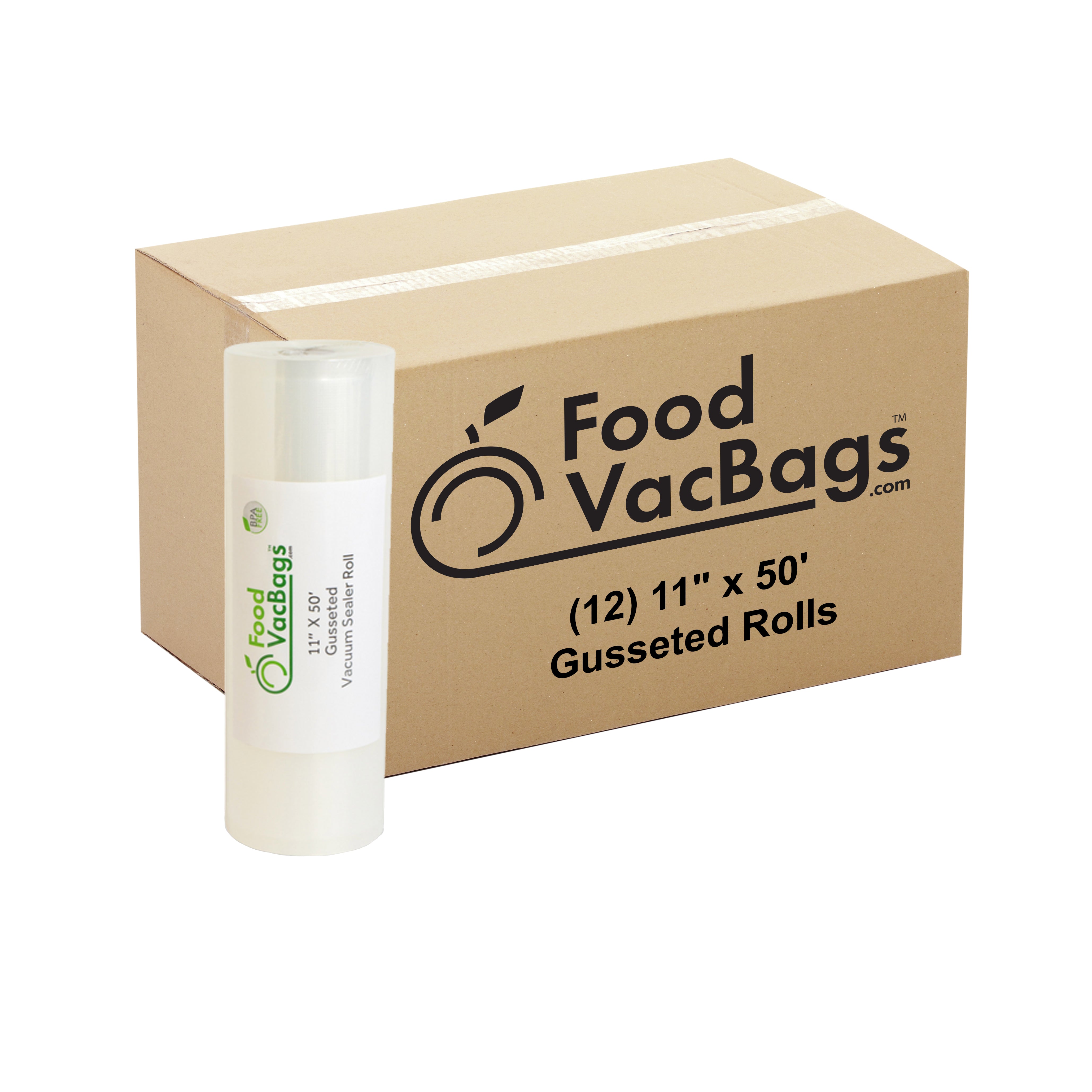 Twelve FoodVacBags Expandable Vacuum Sealer Bags 11 x 50' Heat