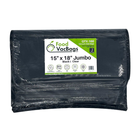 15" x 18" Jumbo Black and Clear FoodVacBags Vacuum Sealer Bags