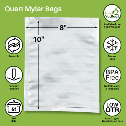 Quart Mylar Bags 8" x 10" from FoodVacBags