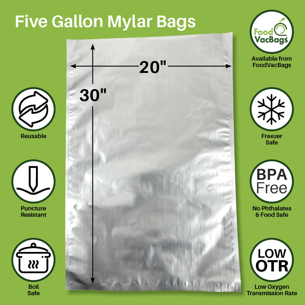 HRX 20pcs 5 GALLON Mylar Bags 10.5 Mil Mylar Bags for Food Storage
