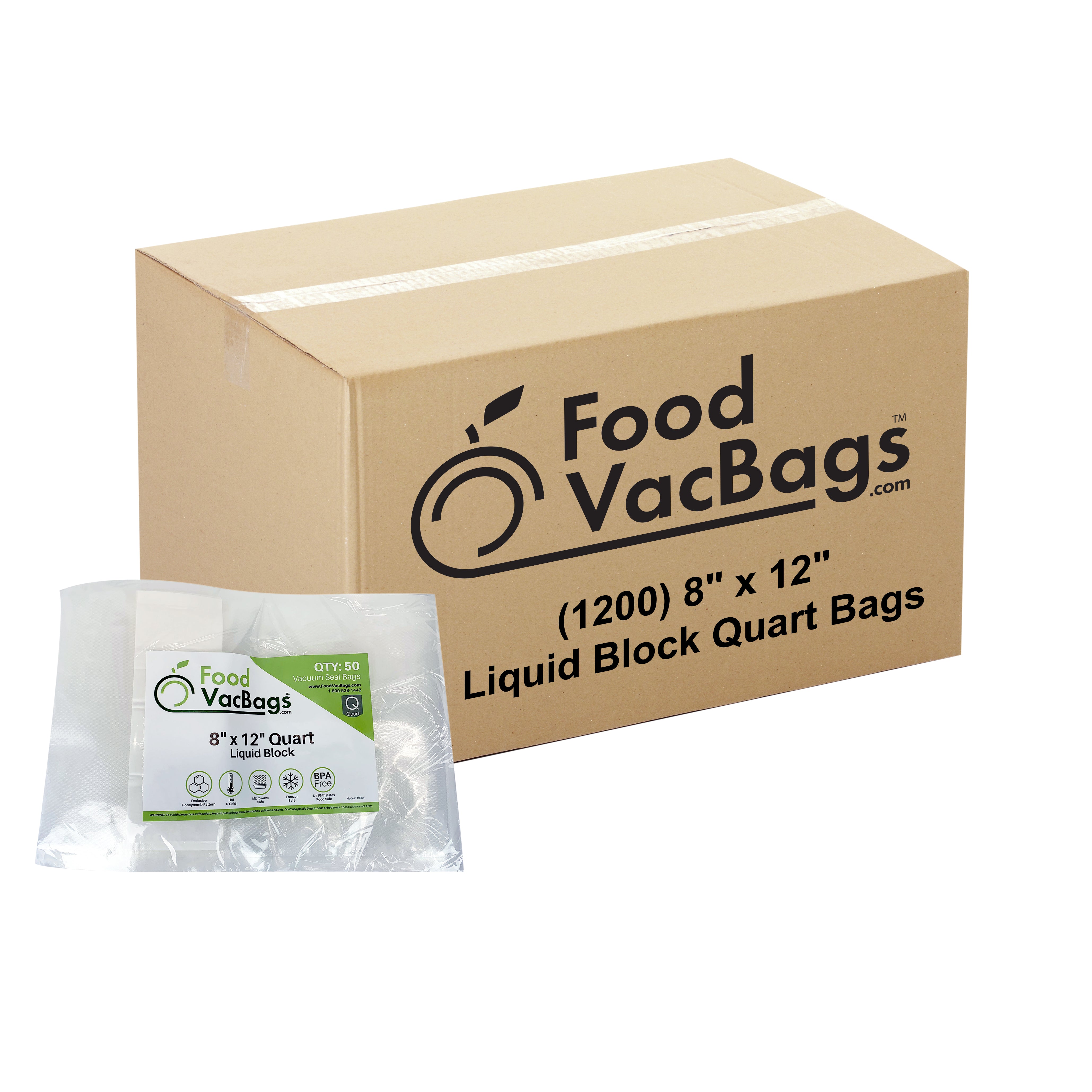 FoodVacBags™ 8 X 12 Quart Vacuum Sealer Bags - FREE SHIPPING