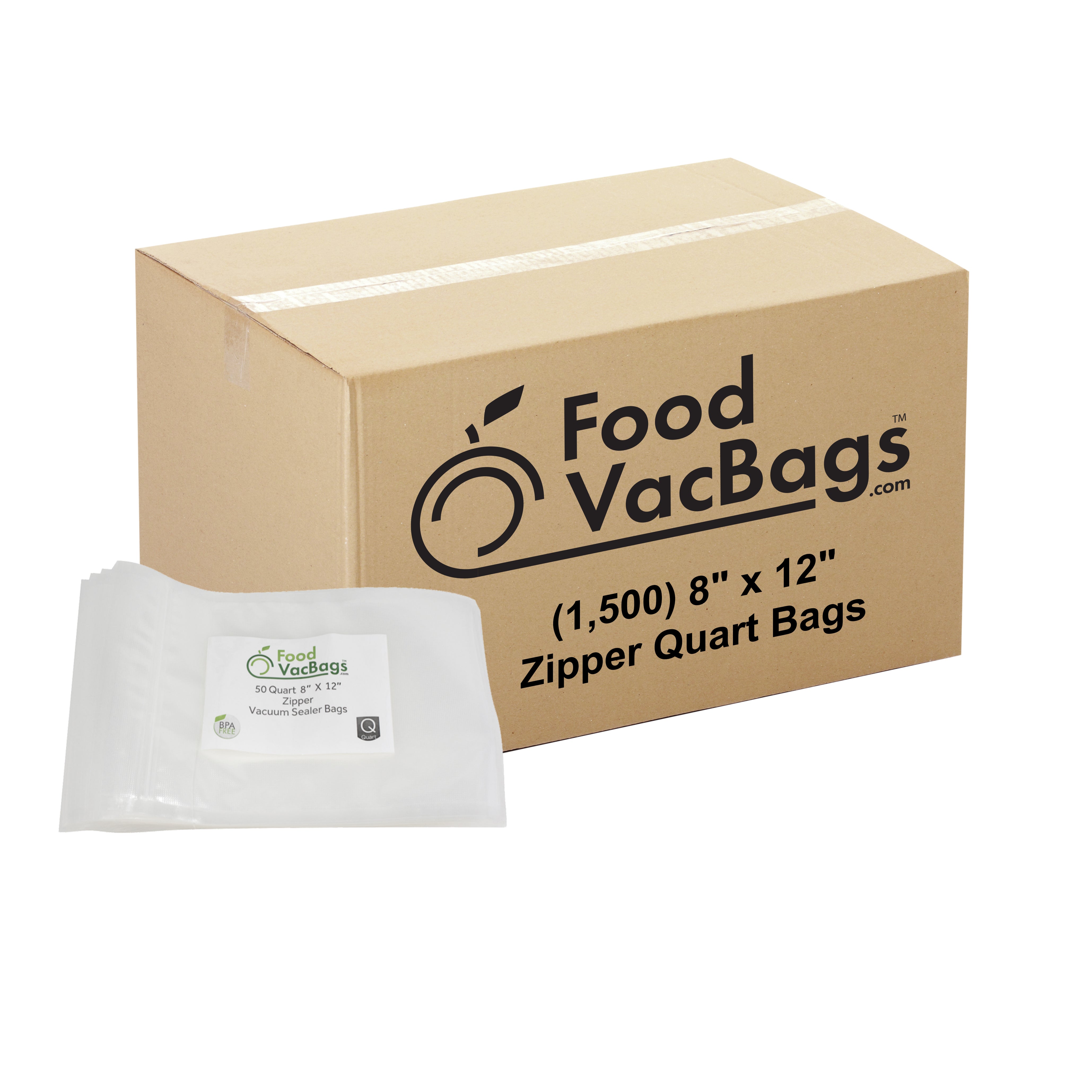 Quart Vacuum Seal Zipper Bags - 8 X 12 Resealable