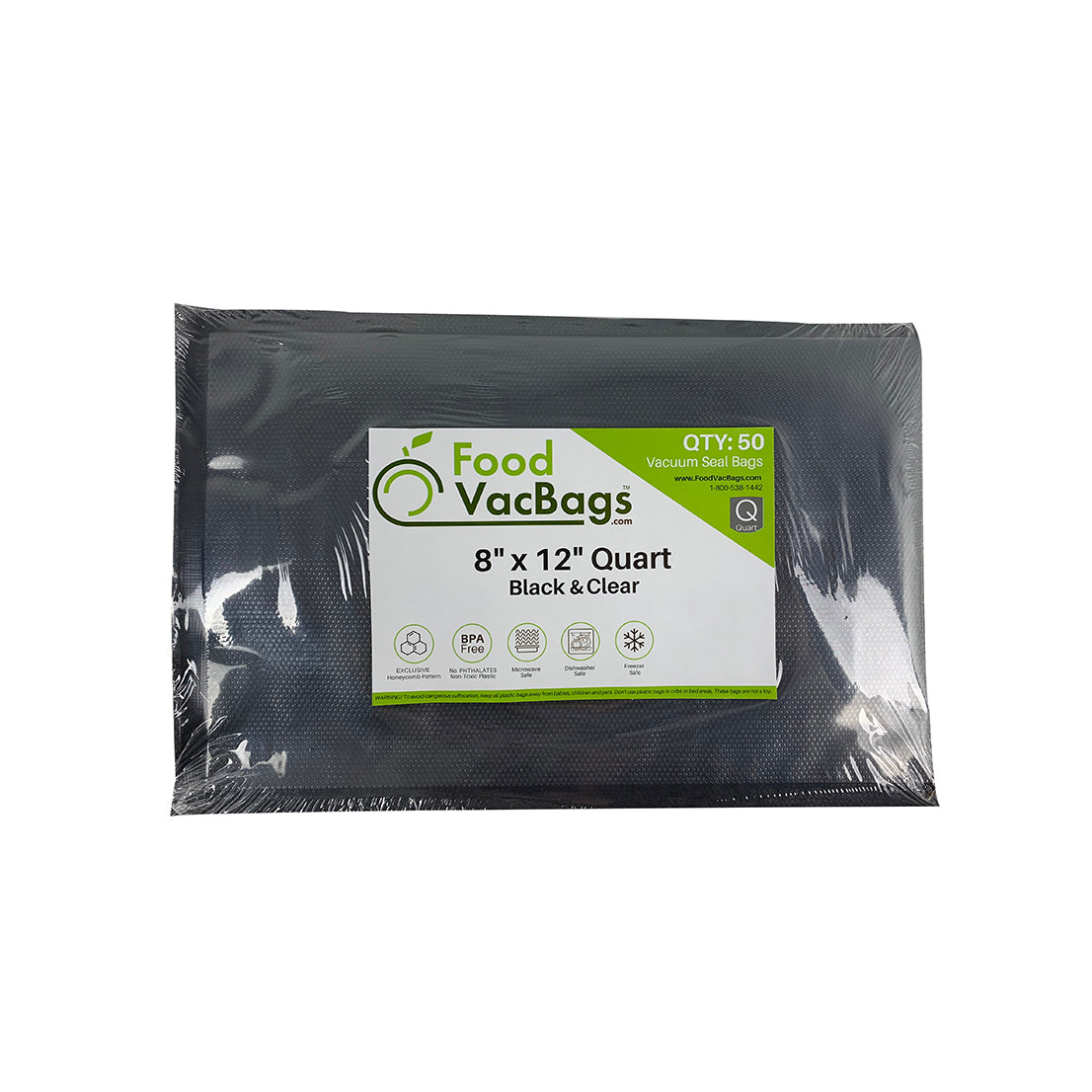 8 X 12 Quart Bags - Black Back Clear Front - 50 count – FoodVacBags
