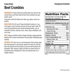freeze dried beef crumbles cooked meat emergency essentials prepper food