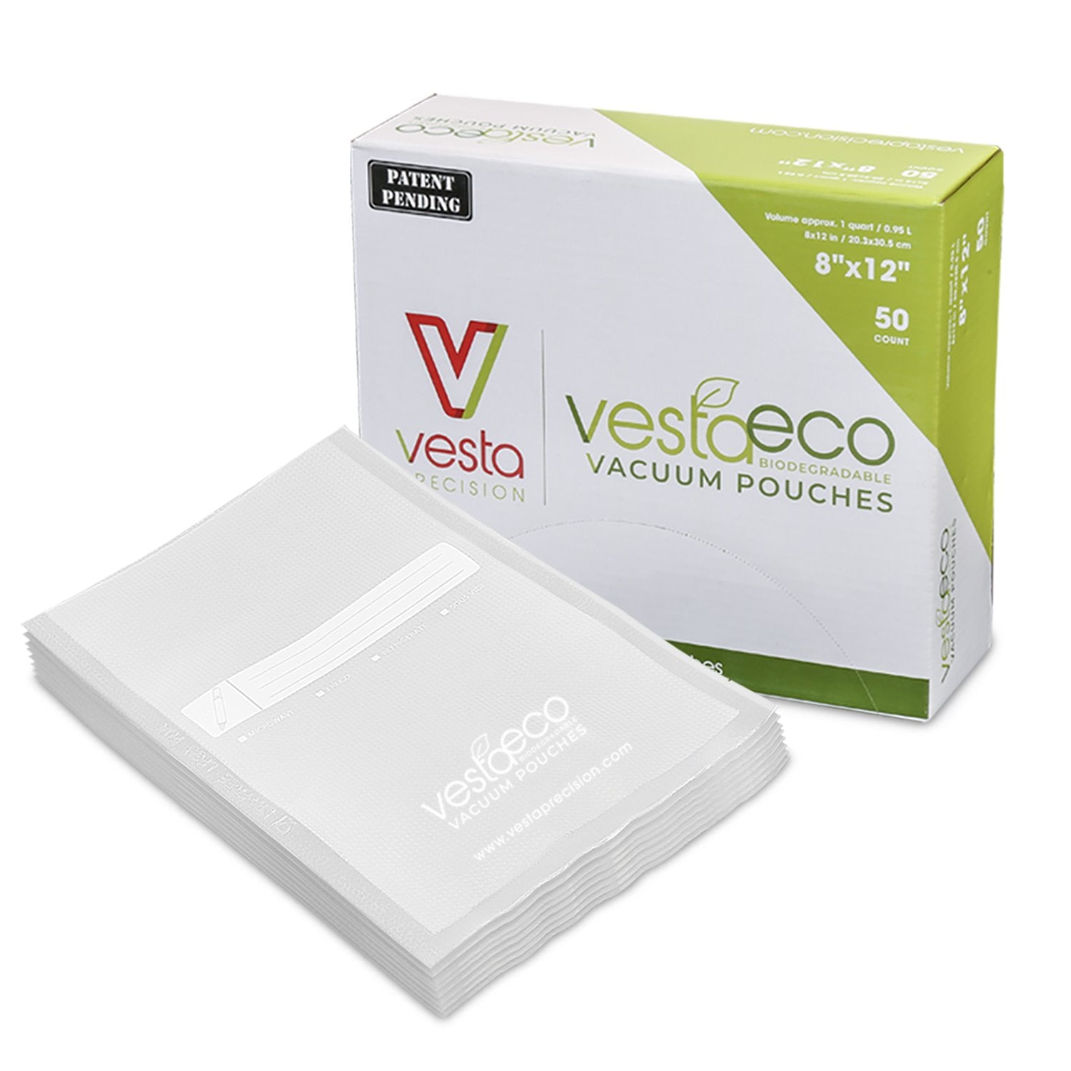 8 x 12 Quart VestaEco Biodegradable Embossed Vacuum Sealer Bags