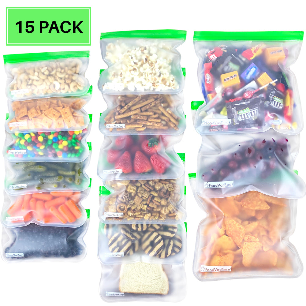 Reusable Storage Bags, BPA Free PEVA Reusable Freezer Bags,Reusable Gallon  Bags, Reusable Sandwich Bags, Silicone Food Bags for Women, Men and Kids…  (20Pack-8 Gallon +6 Sandwich +6 Snack) 