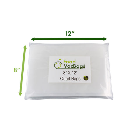 FoodVacBags Quart Sized bags are 8"x12"