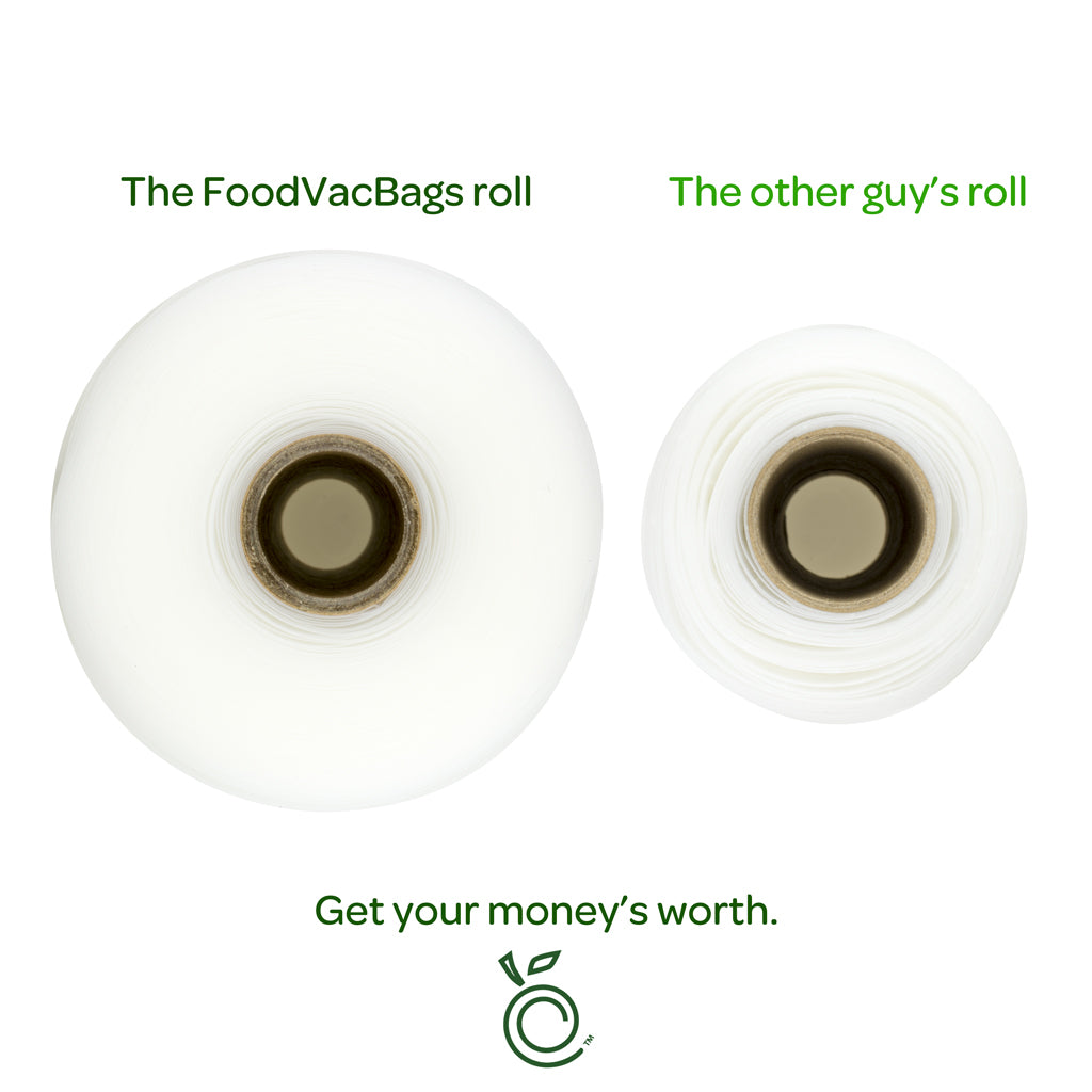 FoodVacBags Vacuum Seal Rolls are Longer than the other guys.
