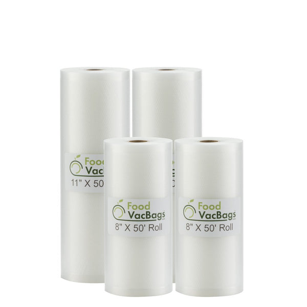 Rolls - FoodVacBags™ Roll Combo Two 8" X 50' & Two 11" X 50' - compatible with foodsaver - sous vide