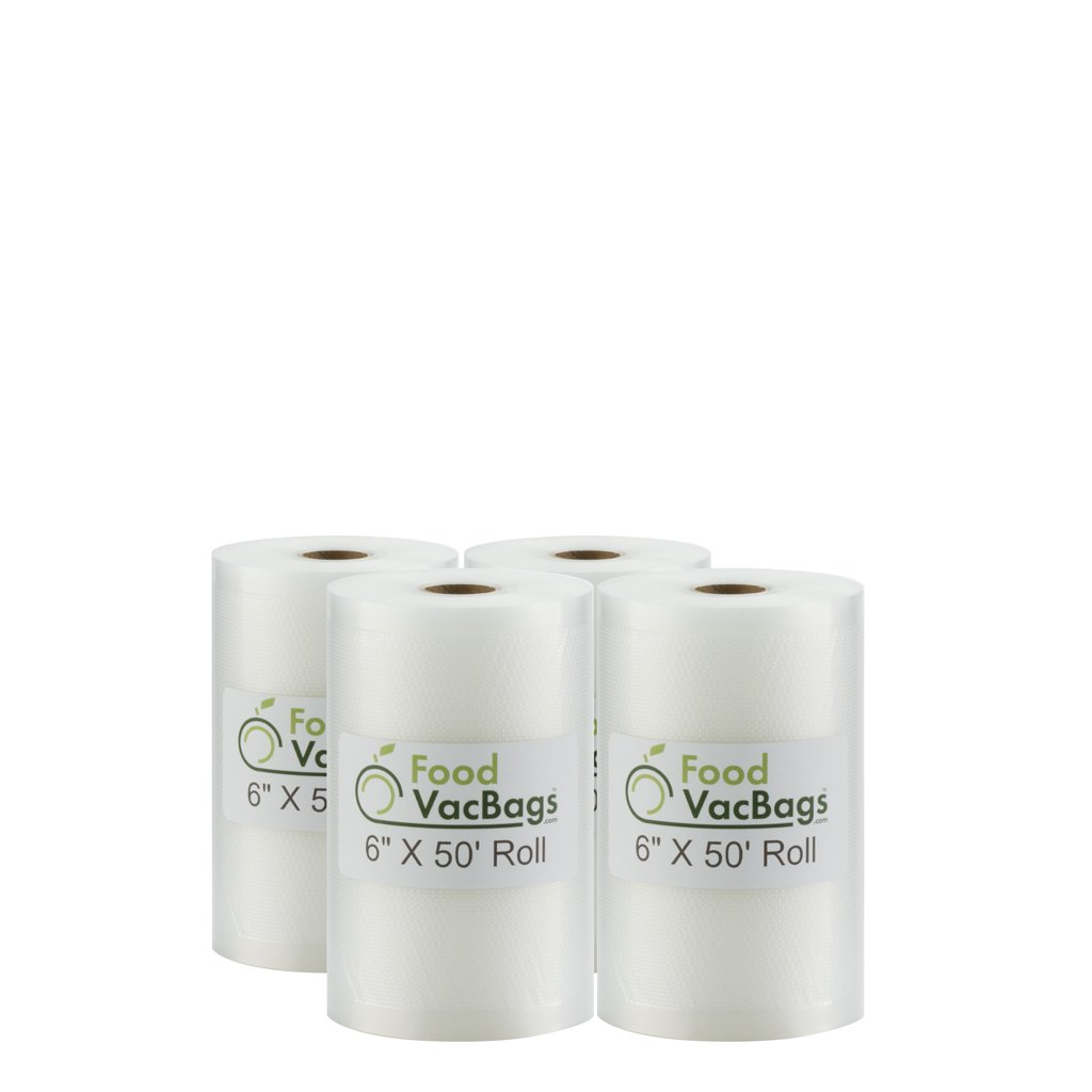Rolls - Four FoodVacBags™ 6" X 50' Vacuum Seal Rolls - compatible with foodsaver - sous vide